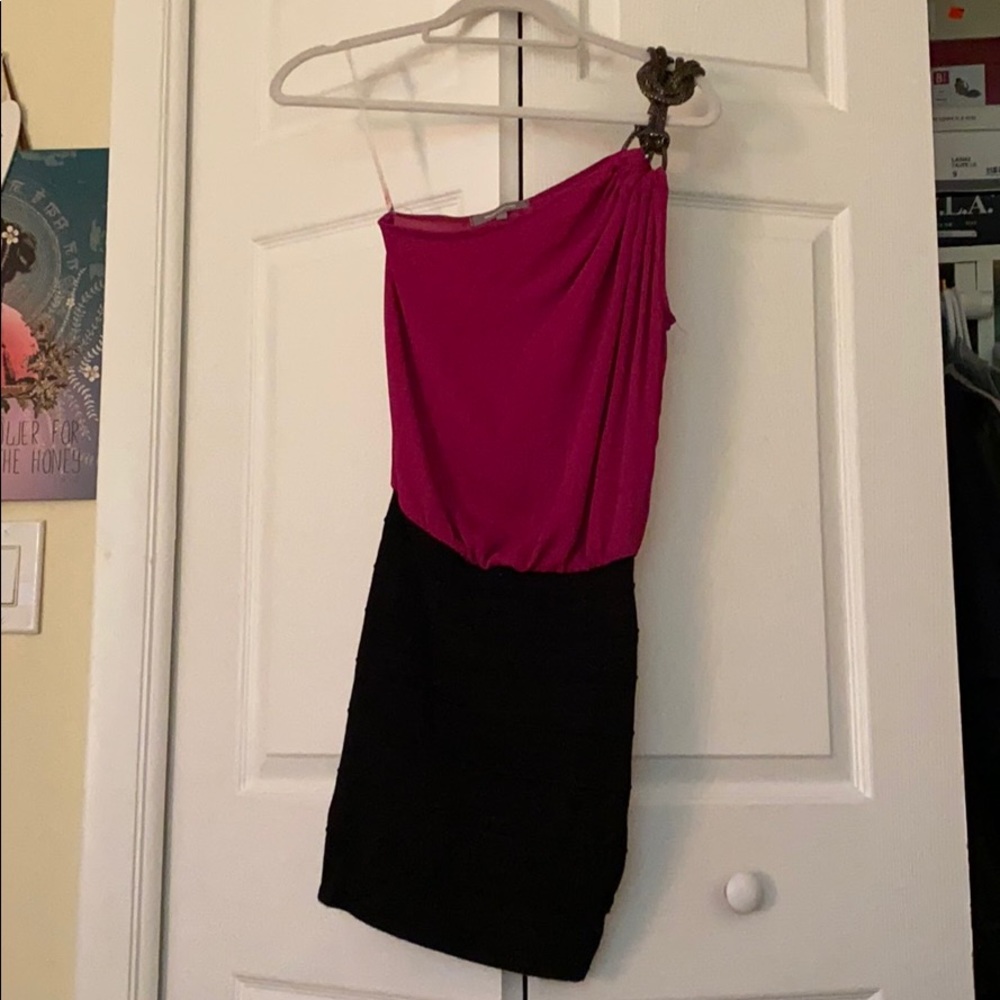 Black and magenta dress